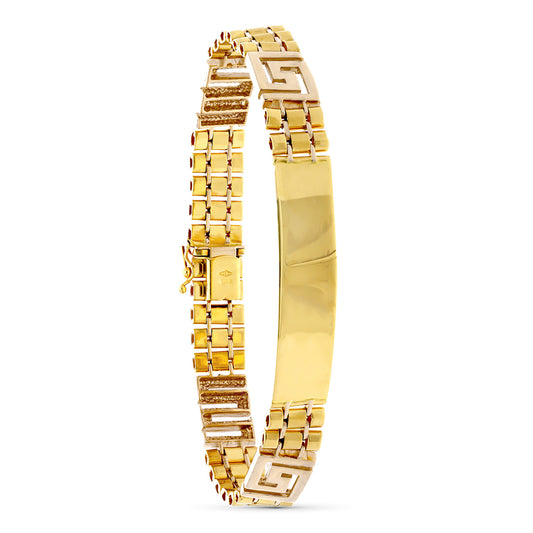 Pulsera Esclava Hombre Hueca 22 cm Ancho 10 mm de oro amarillo 18K