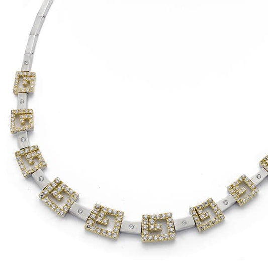 18K GARGANTILLA GRECA ORO BICOLOR 45CM ANCHO10 MM