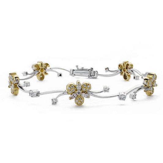 Pulsera Bicolor Circonita Longitud 20 cm Ancho 10 mm 18K