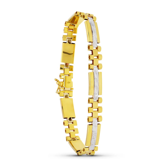 Pulsera Bicolor Caballero 19 cm Ancho 8 mm 18K