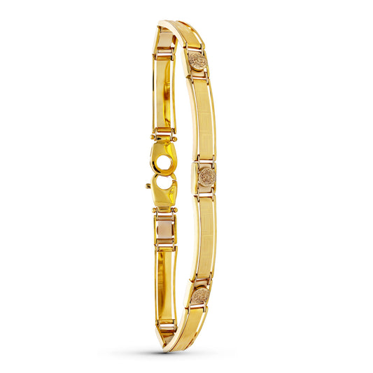 Pulsera Bicolor Caballero Greca 19 cm Ancho 8 mm 18K