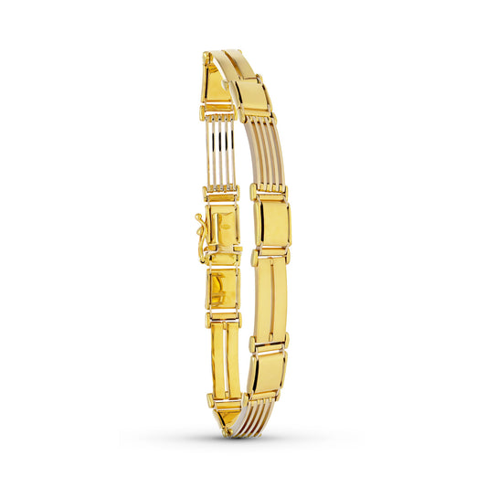 Pulsera Caballero Mate Brillo 20 cm Ancho 8 mm de oro amarillo 18K