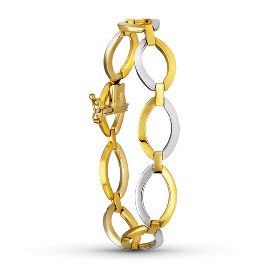 Pulsera Bicolor Eslabones Ovales 19 cm Ancho 12 mm 18K
