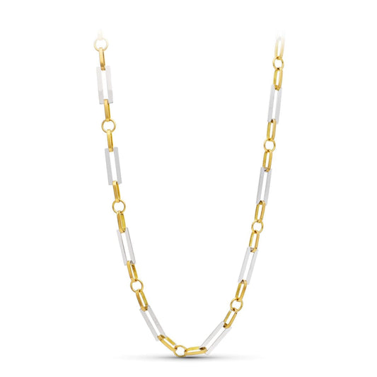 18K GARGANTILLA ORO BICOLOR ESLABONES RECTANGULARES 50CM
