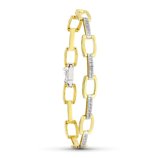 Pulsera Bicolor con Circonita 19 cm Ancho 8 mm 18K