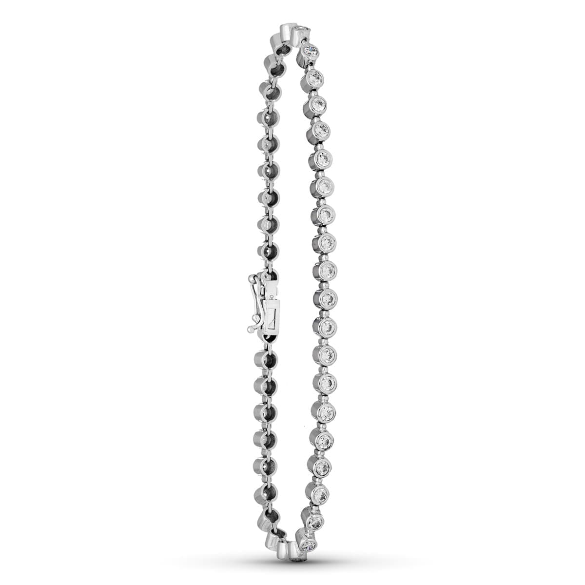 18K PULSERA ORO BLANCO CIRCONITA CHATONES TIPO RIVIERE 19CM ANCHO 4 MM