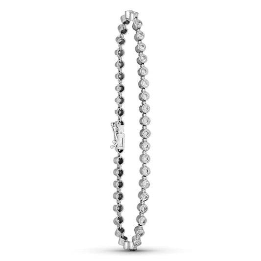 18K PULSERA ORO BLANCO CIRCONITA CHATONES TIPO RIVIERE 19CM ANCHO 4 MM