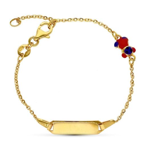 Pulsera Esclava Oso Esmalte 16 cm de oro amarillo 18K