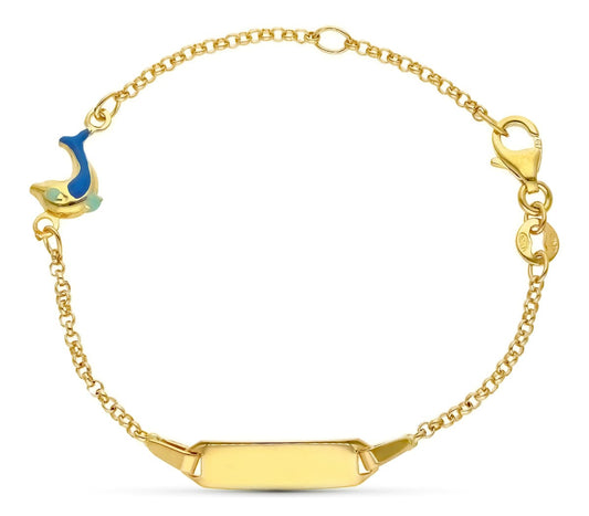 Esclava Delfin Esmalte 16 cm de oro amarillo 18K