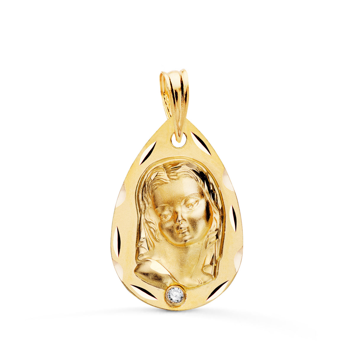 Medalla Virgen Niña 22 x 14 mm de oro amarillo 18K