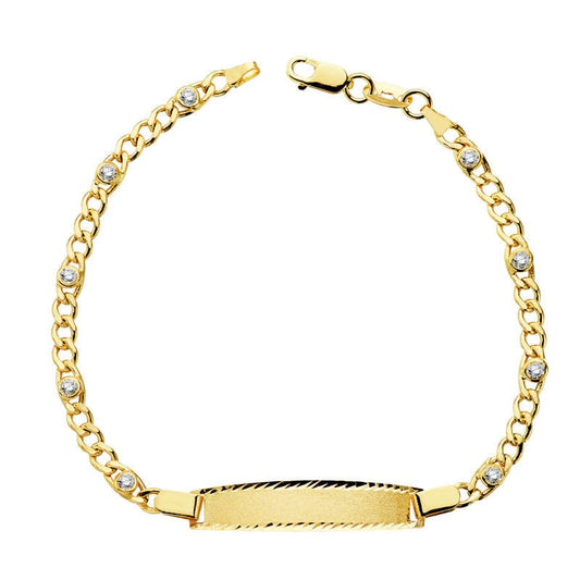 Pulsera Esclava Hueca Circonita 17 cm de oro amarillo 18K
