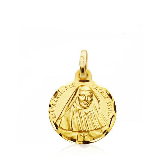 Medalla de Santa Angela de la Cruz 16 mm de oro amarillo 18K