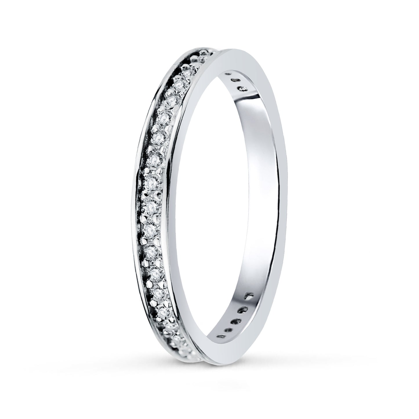 18K MEDIA ALIANZA ORO BLANCO CON CIRCONITA CLAVADA ANCHO: 2,5MM