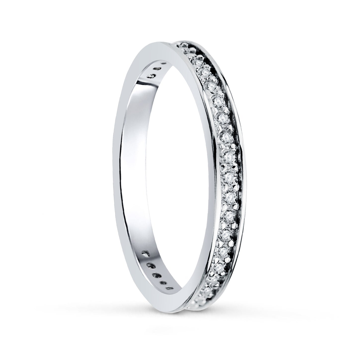 18K MEDIA ALIANZA O ANILLO ORO BLANCO CON CIRCONITA CLAVADA ANCHO: 2,5MM