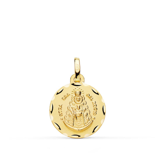 18K MEDALLA ORO AMARILLO VIRGEN DEL ROCIO TALLADA 16 MM