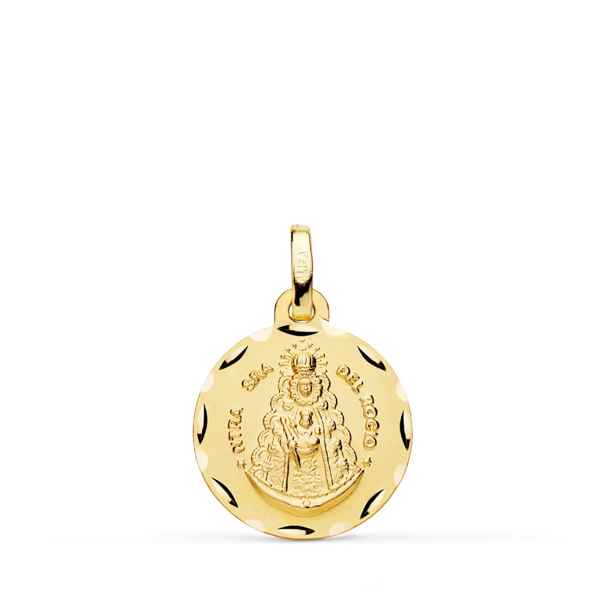 Medalla Virgen del Rocio Tallada 16 mm de oro amarillo 18K