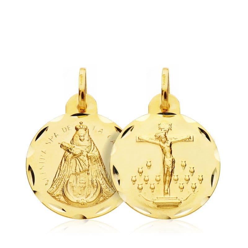 Escapulario Cristo de la Laguna Virgen de la Candelaria 18 mm de oro amarillo 18K