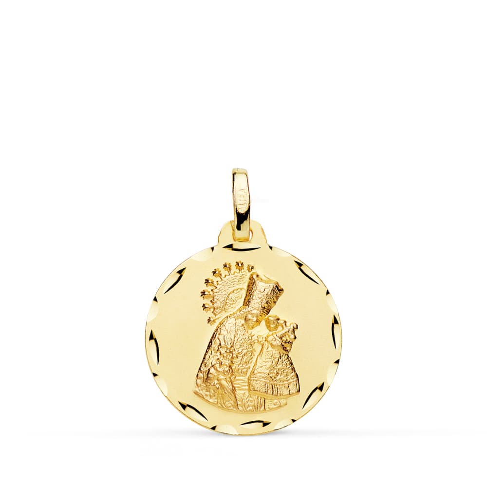 Medalla Virgen de Los Desamparados Talla Clasica 18 mm de oro amarillo 18K