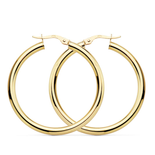 Aros Redondos Huecos 35 x 3 mm 3.45grs 18K