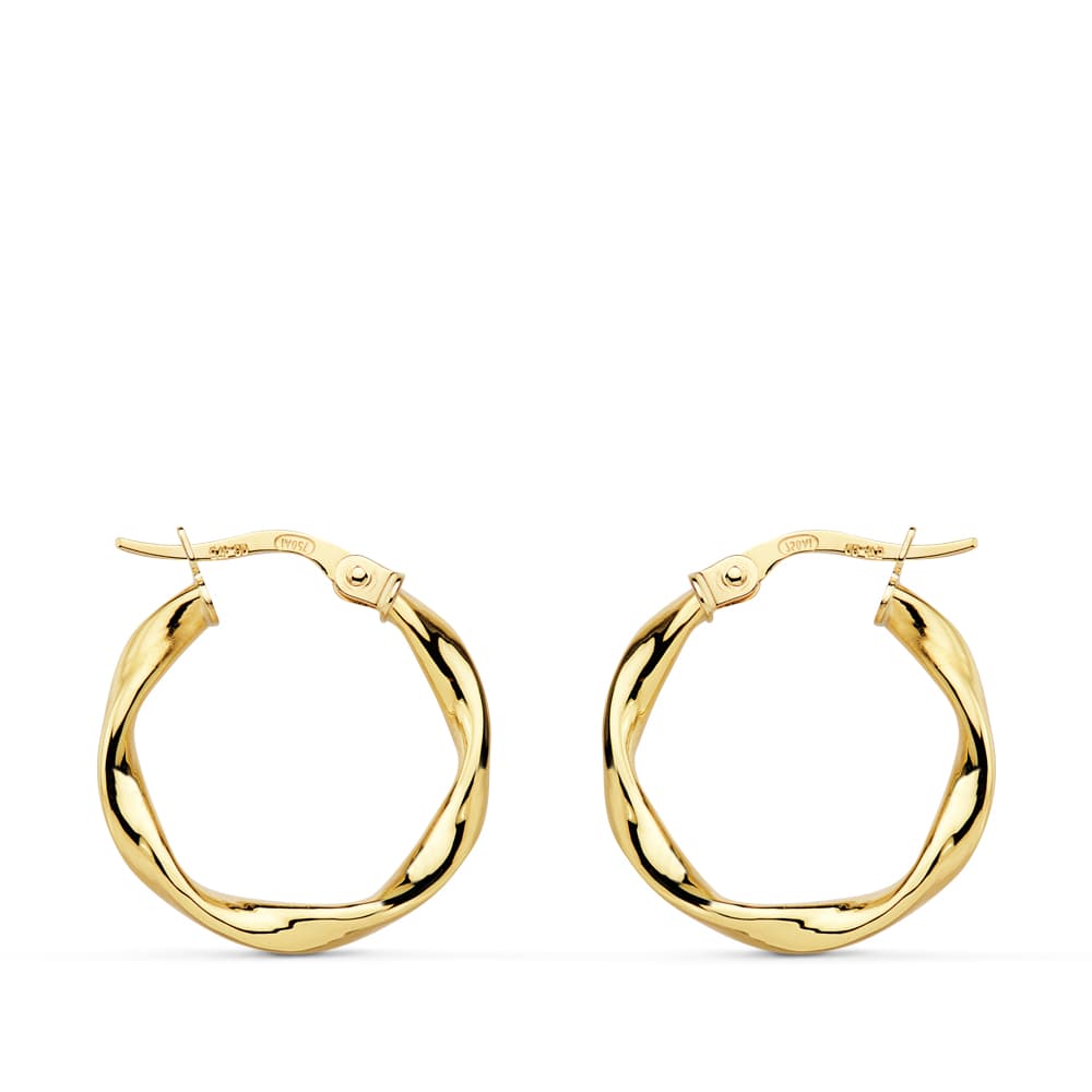 18K AROS ORO AMARILLO RELIADOS LISOS 20X2.5 MM