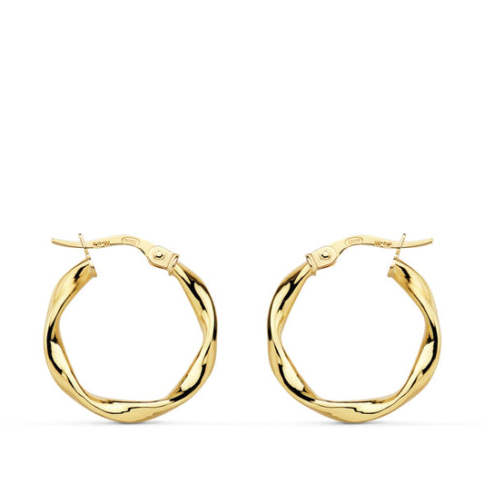 18K AROS ORO AMARILLO RELIADOS LISOS 20X2.5 MM