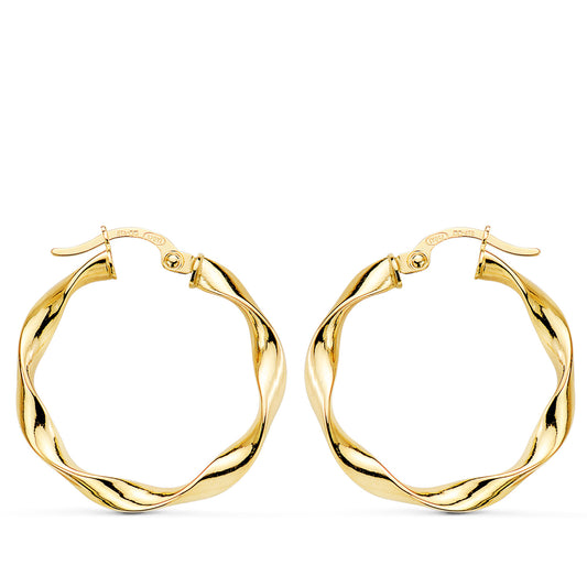 18K AROS ORO AMARILLO RELIADOS LISOS 23,5X2.5 MM