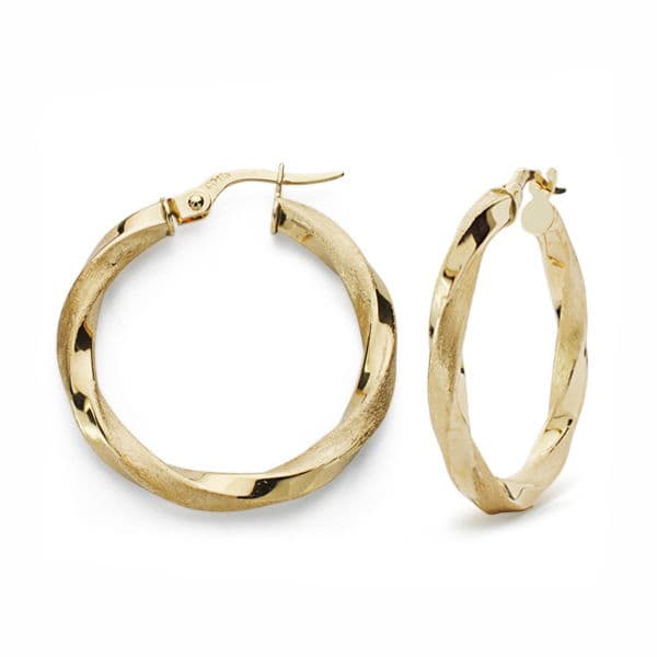 Aros Mate y Brillo 25 x 2,5 mm de oro amarillo 18K