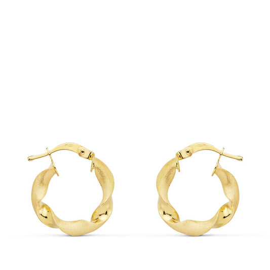 18K AROS ORO AMARILLO MATE Y BRILLO HUECOS 17 MM