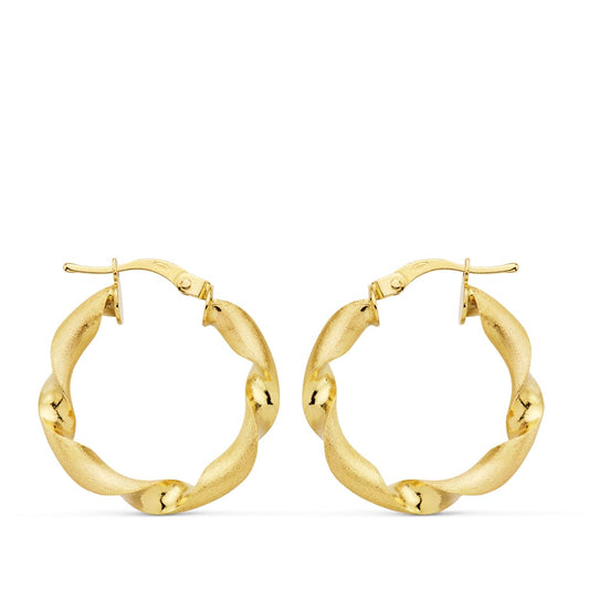 18K AROS ORO AMARILLO MATE Y BRILLO HUECOS 22 MM