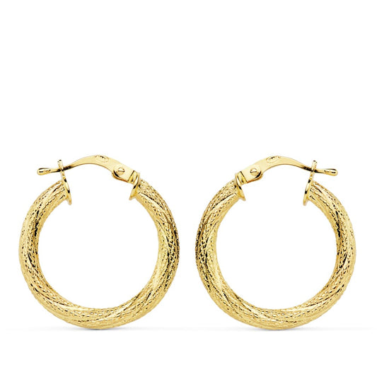 18K AROS ORO AMARILLO HUECOS GRANILLADOS 21 MM