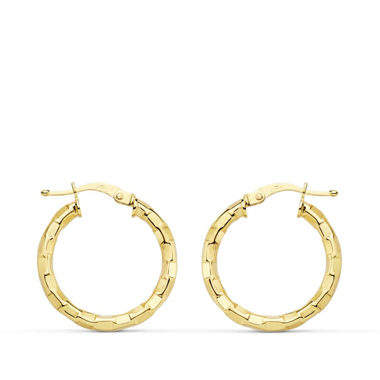 18K AROS ORO AMARILLO HUECOS CUADRADOS 20X2 MM