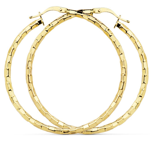 18K PENDIENTES AROS HUECOS CUADRADOS ORO AMARILLO 44 MM