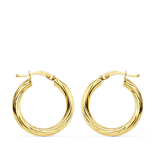 18K AROS ORO AMARILLO HUECOS BRILLO 21 MM