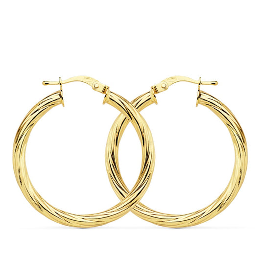 18K AROS ORO AMARILLO HUECOS BRILLO 29X3 MM