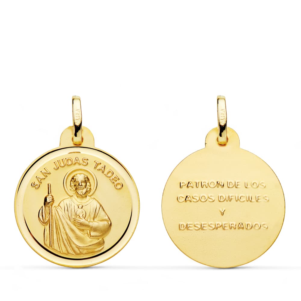 Medalla San Judas Tadeo Bisel 22 mm de oro amarillo 18K