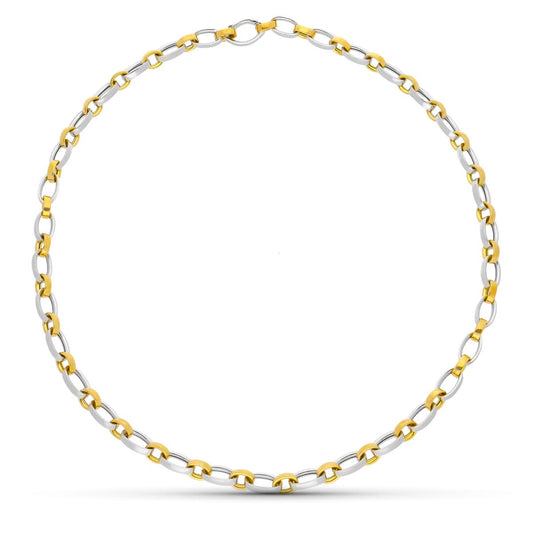 18K GARGANTILLA ORO BICOLOR ESLABONES OVALES