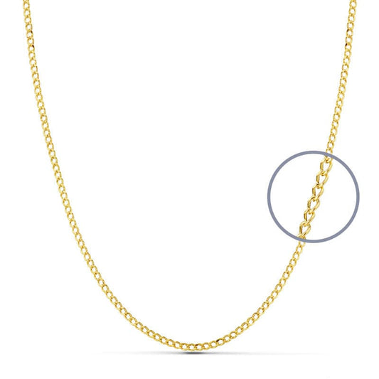 Cadena Barbada Hueca Ancho 1 mm Longitud 40 cm de oro amarillo 18K