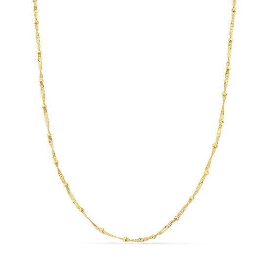 18K CADENA ORO AMARILLO MACIZA SINGAPUR CON BOLAS LISAS. LARGO 40CM ANCHO 1.2 MM