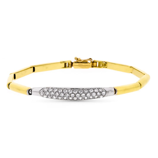 Pulsera Bicolor Circonita 19 cm 18K