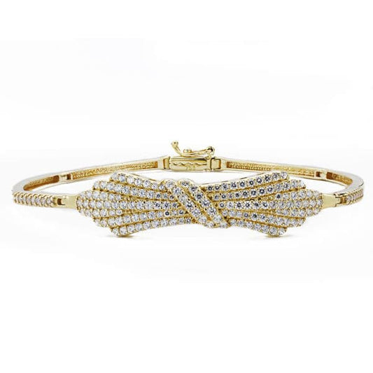 18K PULSERA ORO AMARILLO RIGIDA CIRCONITA 19CM