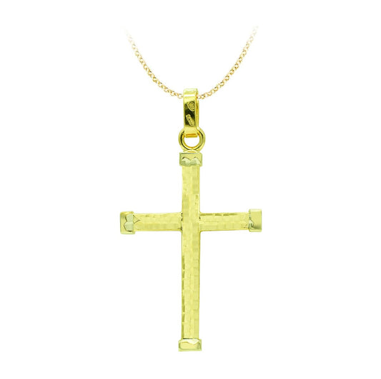 18K CRUZ ORO AMARILLO HUECA BICOLOR 39X24 MM