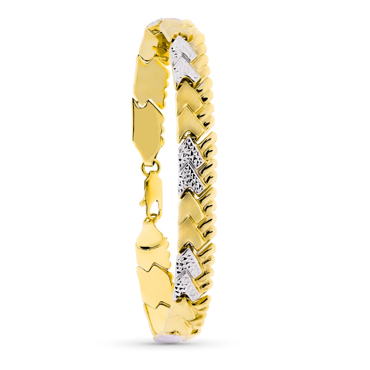 Pulsera Bicolor Estampacion 19 cm 18K