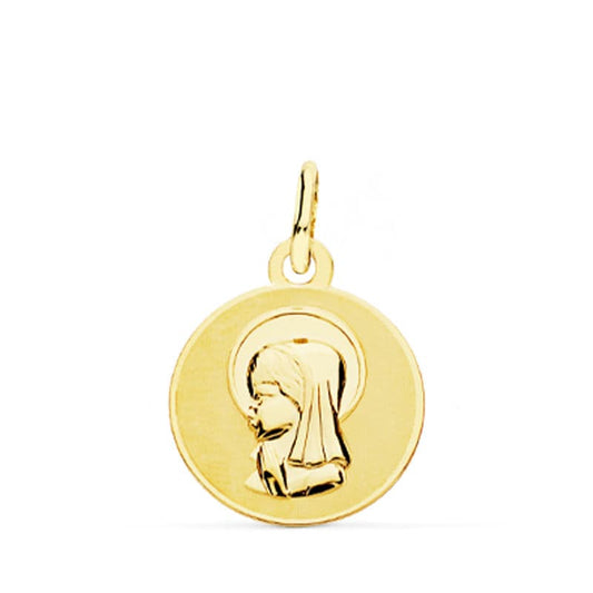 Medalla Virgen Niña 14 mm de oro amarillo 18K