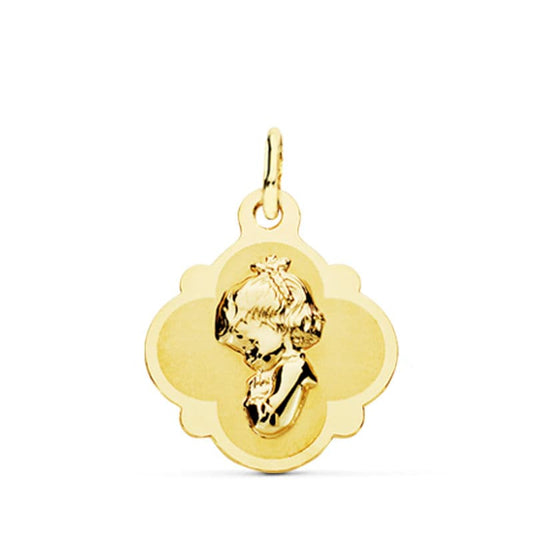 Medalla Virgen Niña 19 x 16 mm de oro amarillo 18K