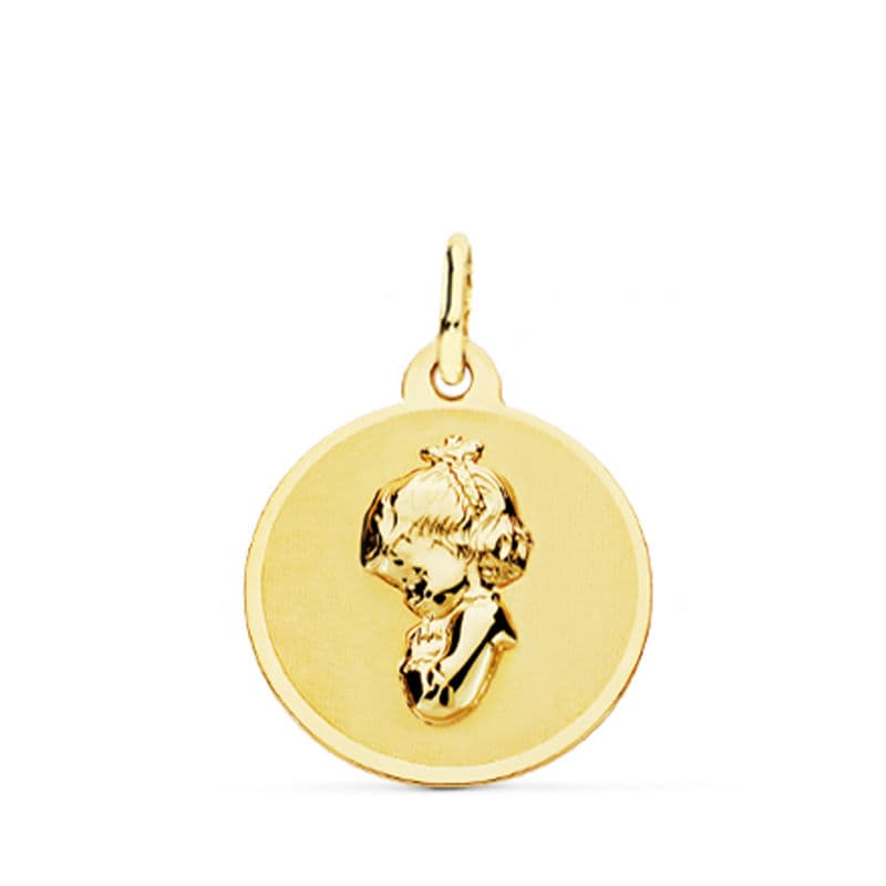 Medalla Virgen Niña 16 mm de oro amarillo 18K