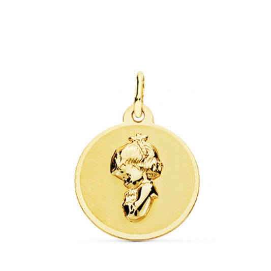 Medalla Virgen Niña 16 mm de oro amarillo 18K