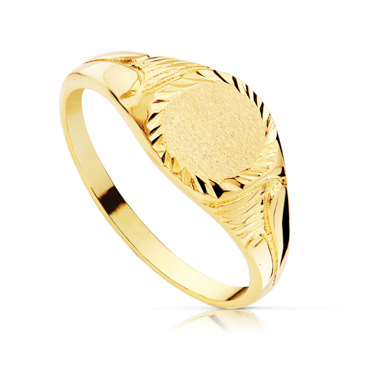 Sello Macizo Tallado Zona Grabado Oval 7,5 x 6,5 mm de oro amarillo 18K