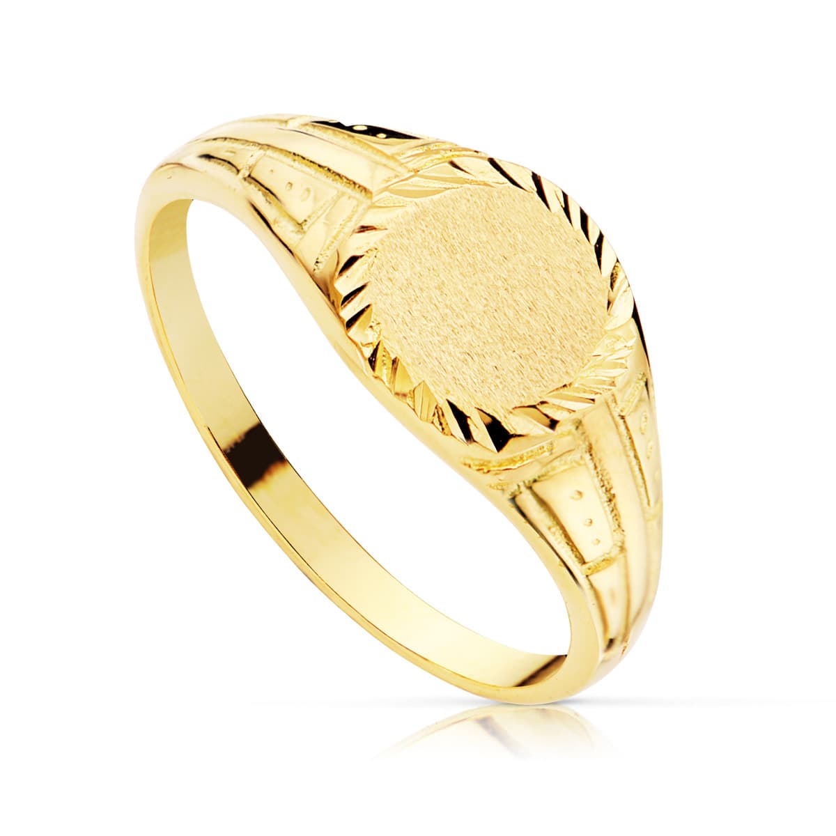 Sello Macizo Tallado Zona Grabado Redonda 7 mm de oro amarillo 18K