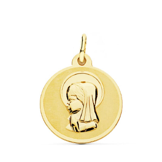 Medalla Virgen Niña Brillo 18 mm de oro amarillo 18K