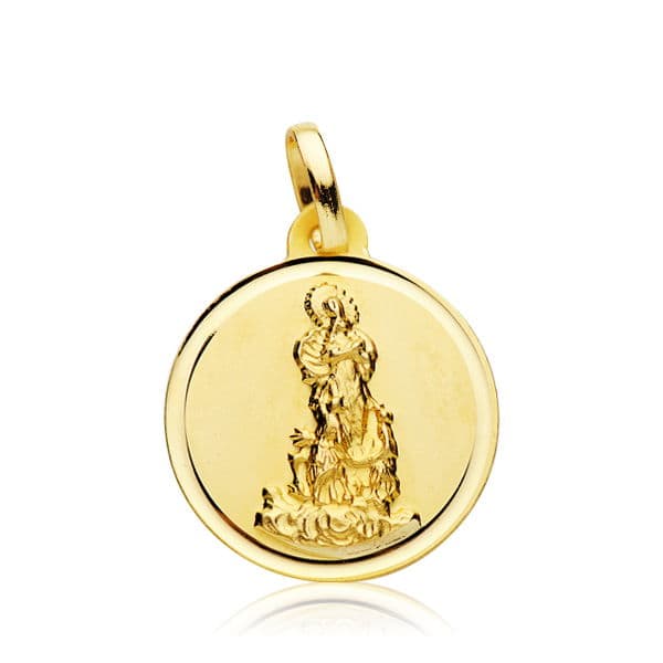 Medalla Virgen del Saliente 18 mm de oro amarillo 18K
